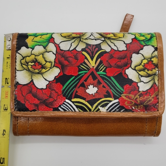SHARIF | Artistic Expressions leather hand painted maple leaf floral wallet - Picture 11 of 11